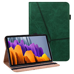 Etui en PU ligne de couture avec support et porte-cartes vert pour votre Samsung Galaxy Tab S7 SM-T870/SM-T875/SM-T876B