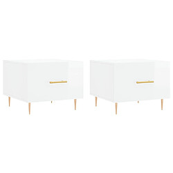 vidaXL Tables basses 2 pcs blanc brillant 50x50x40cm bois d'ingénierie