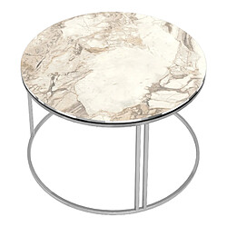 Helloshop26 Table basse ronde 50 x 80 cm marbre blanc argent 03_0008423