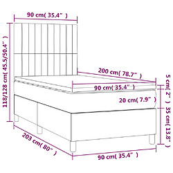 vidaXL Sommier à lattes de lit avec matelas Bleu 90x200 cm Tissu pas cher