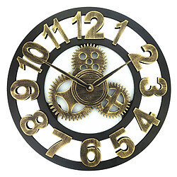 Wewoo Horloge murale Rétro en bois ronde à simple face rétrodiamètre 40cm or