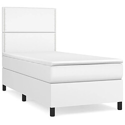 vidaXL Sommier à lattes de lit avec matelas Blanc 80x200 cm Similicuir