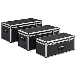 vidaXL Boîtes de rangement 3 pcs Noir Aluminium