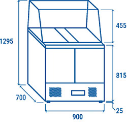 COOLHEAD Saladette Réfrigérée Vitrée 230 L - 2 Portes GN 1/1- Cool Head