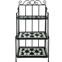 Helloshop26 Étagère pour plantes mosaïque 3 niveaux 114 cm noir/blanc 2208298