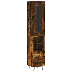 vidaXL Buffet haut Chêne fumé 34,5x34x180 cm Bois d'ingénierie