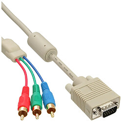 Câble VGA RGB, InLine®, VGA prise à 3x connecteur Cinch, 2m