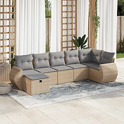 vidaXL Salon de jardin avec coussins 7 pcs beige résine tressée