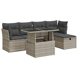 vidaXL Salon de jardin 6 pcs avec coussins gris clair résine tressée