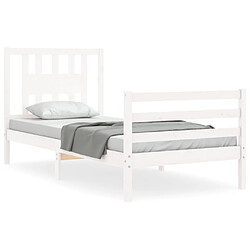 Maison Chic Cadre/structure de lit avec tête de lit pour adulte - Lit Moderne Chambre blanc simple bois massif -MN95119