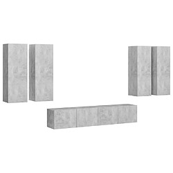 Maison Chic Ensemble de meubles TV 6 pcs | Banc TV Moderne pour salon | Meuble de Rangement - Gris béton Aggloméré -MN91497