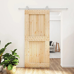 vidaXL Porte coulissante et kit de quincaillerie 90x210 cm pin massif 