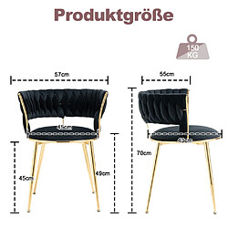 Avis ComfortXL Ensemble de 2 Chaises en Velours, Noires, Design Moderne avec Accoudoirs