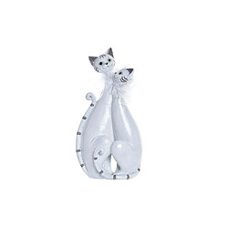 Figurine Décorative DKD Home Decor Blanc Résine Chats (15 x 10 x 29 cm)