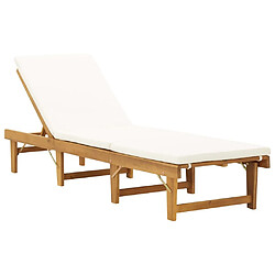 Maison Chic Chaise longue | Transat Bain de soleil pliante avec coussin Bois d'acacia solide -GKD64458