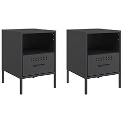 vidaXL Tables de chevet 2 pcs noir 36x39x50,5 cm acier