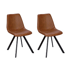 Vente-Unique Lot de 2 chaises LUBINE - Simili - Caramel