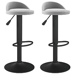 vidaXL Tabourets de bar lot de 2 gris clair velours