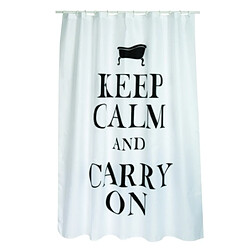 MSV Rideau de douche Polyester KEEP CALM 180x200cm QUALITÉ PREMIUM Noir & Blanc - Anneaux inclus