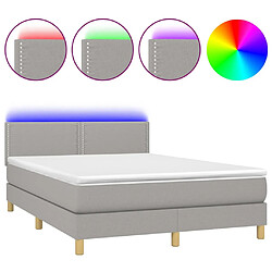 vidaXL Sommier à lattes de lit et matelas et LED Gris clair 140x200 cm