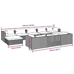 vidaXL Salon de jardin 10 pcs avec coussins Marron Résine tressée pas cher