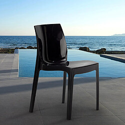 18 Chaises Ice Grand Soleil polypropylène restaurant promo offre stock, Couleur: Noir