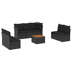 vidaXL Salon de jardin 8 pcs avec coussins noir résine tressée