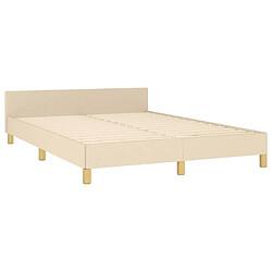 Maison Chic Lit adulte - Cadre Structure de lit avec tête de lit Contemporain Crème 140x190 cm Tissu -MN13287 pas cher