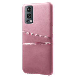 Coque en TPU + PU double porte-cartes, anti-chute, or rose pour votre OnePlus Nord 2 5G