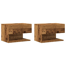 vidaXL Tables de chevet murales 2 pcs vieux bois