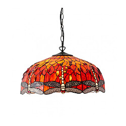 Interiors 1900 Suspension 50 cm Dragonfly Flame, verre et métal