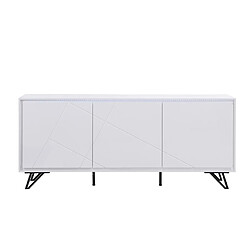 Avis Vente-Unique Buffet 3 portes avec LEDs en MDF - Blanc laqué - SALIANO