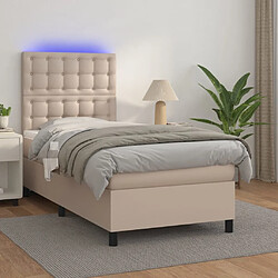 Maison Chic Lit adulte- Lit + matelas,Sommier à lattes de lit avec matelas LED Cappuccino 100x200 cm -GKD95966