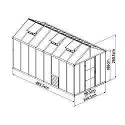 Serre de jardin 11.42m² gris anthracite - 702209 - PALRAM