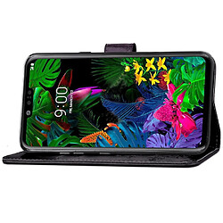 Wewoo Housse Coque Étui en cuir à Motif fleurs repiquées Lucky Clover pour LG G8 ThinQavec support et emplacements cartesainsi que portefeuille et dragonne Noir pas cher