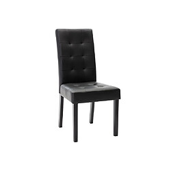 Avis Vente-Unique Lot de 6 chaises VILLOSA - Simili noir & pieds bois noir