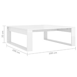 vidaXL Table basse blanc brillant 100x100x35 cm bois d'ingénierie pas cher