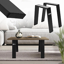 ML DESIGN MODERN LIVING Set 2 pieds de table Loft patins de table style industiel en acier noir 44x42 cm