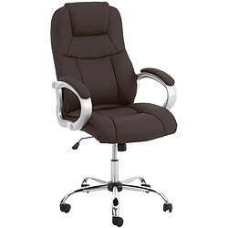 Decoshop26 Fauteuil de bureau ergonomique est confortable en PVC marron et métal chromé 10_0002379