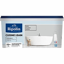 Peinture cuisine et salle de bain satin gris souris 2,5L Ripolin