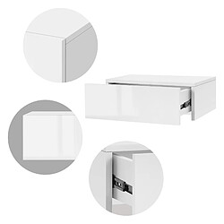 Avis Table de nuit suspendue 46x30x15 cm blanc brillant en MDF avec tiroir ML-Design