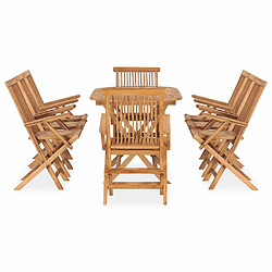 Maison Chic Mobilier à dîner pliable 9 pcs de jardin - Ensemble table et chaises d'extérieur - Salon/Mobilier de jardin classique Bois solide de teck -MN30125