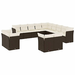 Maison Chic Salon de jardin avec coussins 13 pcs | Ensemble de Table et chaises | Mobilier d'Extérieur marron résine tressée -GKD28303