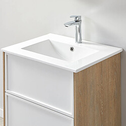 Wilsa Ensemble de salle de bain blanc et bois 59,5 cm pas cher