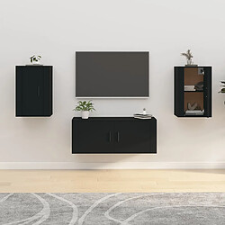 vidaXL Meubles TV muraux 2 pcs Noir 40x34,5x60 cm