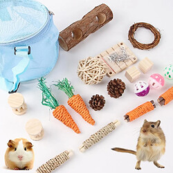 20 jouets à mâcher pour lapins, boules pour les dents, blocs de bois, bâtons, brindilles, tube de balançoire