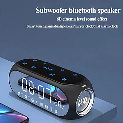 Universal Haut-parleur Bluetooth portable Réveil Subwoofer extérieur Intelligent Touch Double Ouverture Support TF Auxiliary USB FM Radio Sound Bar | Haut-parleur extérieur (noir)