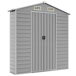 Helloshop26 Abri de jardin cabane cabanon maison de stockage remise extérieur hangar outils robuste clair 191 x 130 x 198 cm acier galvanisé gris 02_0022241 pas cher