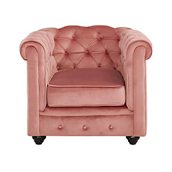 Vente-Unique Fauteuil CHESTERFIELD - Velours rose pastel