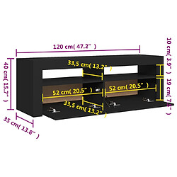 vidaXL Meuble TV avec lumières LED noir 120x35x40 cm pas cher